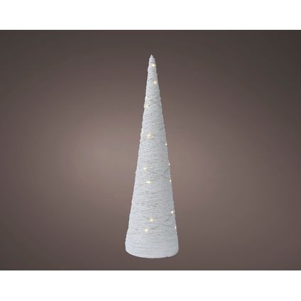 Éclairage de Noël LED Decoris cône pailleté blanc chaud 58cm