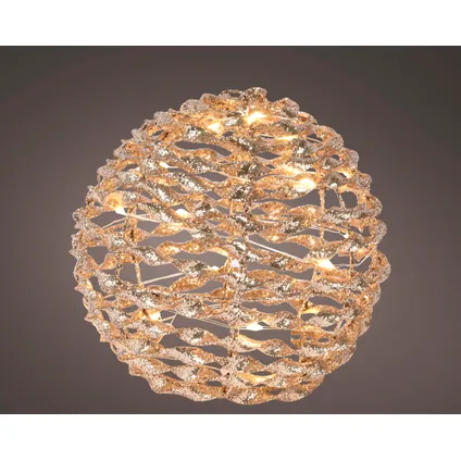 Decoris micro LED-lichtbol goud Ø15cm warm wit - 20 lampjes
