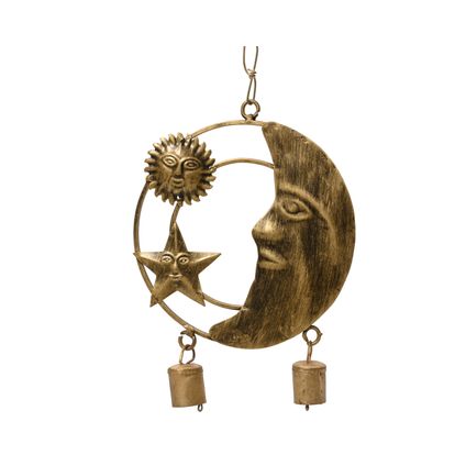Décoration de Noël carillon Decoris éolien lune et étoile 21cm