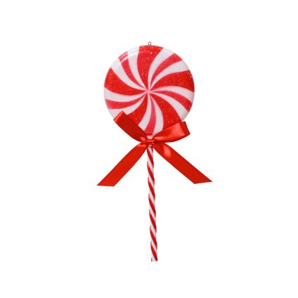 Decoris kerstdecoratie Lollypop kunststof wit-rood 25cm