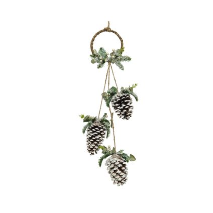 Decoris kerstornament dennenappel en bladeren 8,5cm