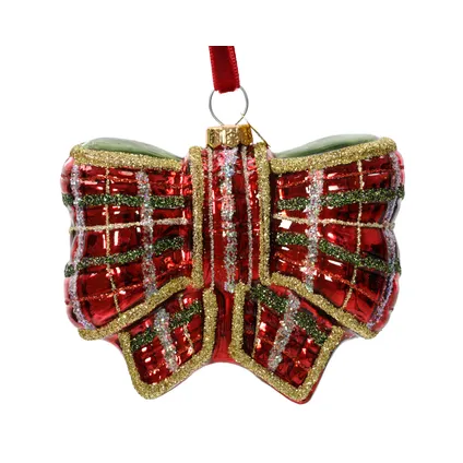 Suspension de Noël Decoris noeud multicolore 8cm