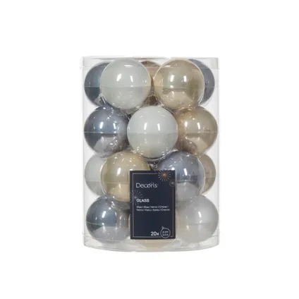 Decoris kerstballen ijsblauw/goud/wit mat/glanzend Ø6cm - 20 stuks