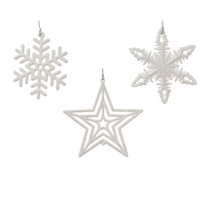 Suspension de Noël Decoris flocon de neige/étoile/cristal de glace 10cm - 1 pièce