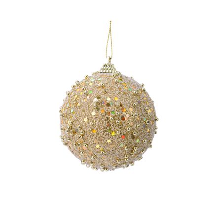Boule de Noël Decoris mousse doré paillettes/perles Ø8cm - 1 pièce