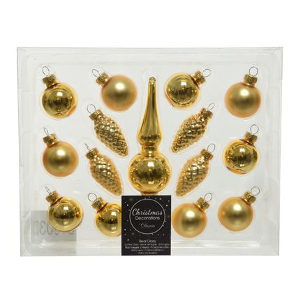 Boules de Noël Decoris mix doré Ø3cm- 15 pièces