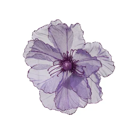 Suspension de Noël Decoris fleur artificielle sur clip violet 27cm - 1 pièce