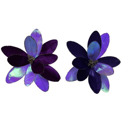 Decoris kerstornament bloem op clip lila-paars 29cm - 1 stuk