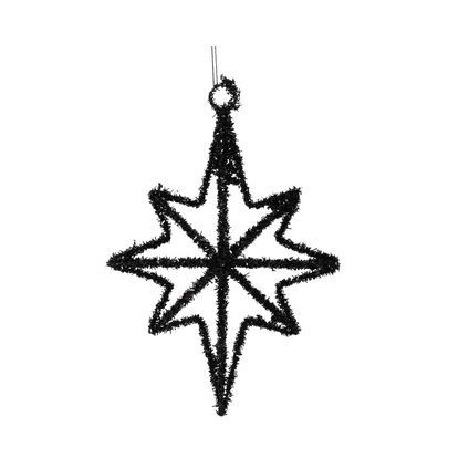 Décoration de Noël Decoris étoile en acier noir pailleté 26,5cm