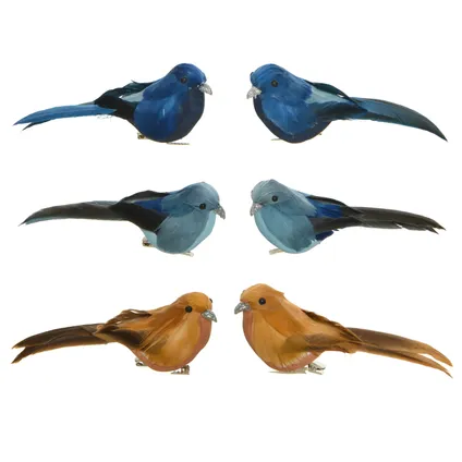 Decoris kerstornament vogel op clip 6cm -2 stuks