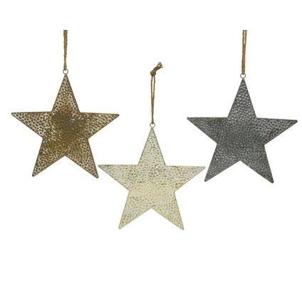 Décoration de Noël Decoris étoile acier or/argent/blanc 31cm - 1 pièce
