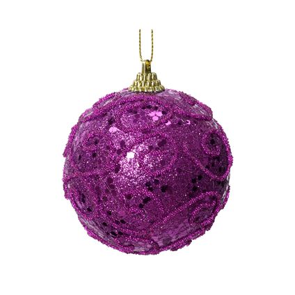 Boule de Noël Decoris mousse violet Ø8cm - 1 pièce