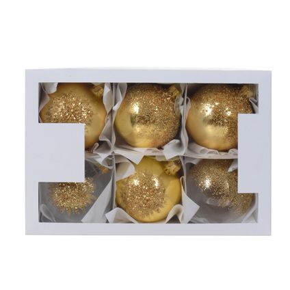 Boule de Noël Decoris mat doré/doré/transparent avec paillettes Ø8cm - 1 pièce