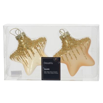 Décoration de Noël Decoris étoile paillettes dorées mat/brillant - 2 pièces