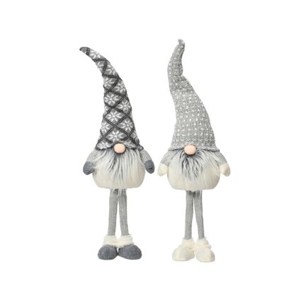 Figurine de Noël Decoris gnome peluche gris 70cm - 1 pièce