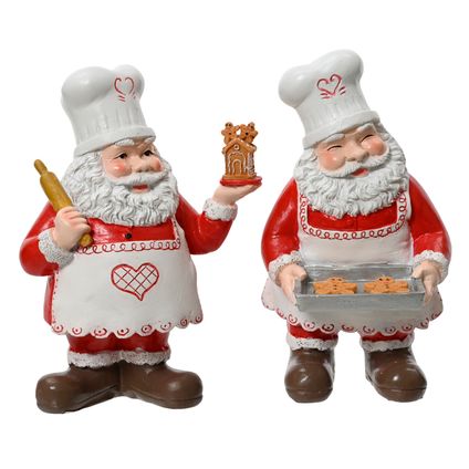 Figurine de Noël Decoris Père Noël pâtissier plastique 14,8cm - 1 pièce