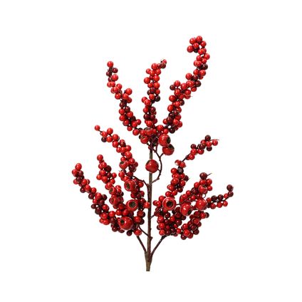 Piquet de Noël Decoris baie de Noël rouge mousse 74cm