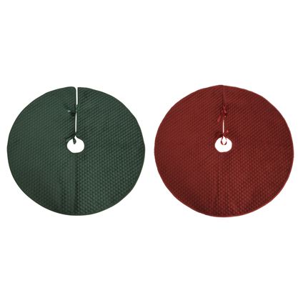 Jupe de sapin Decoris rond polyester velours vert/rouge divers - 1pc