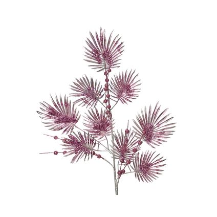 Piquet de Noël Decoris branche de Noël lilas paillettes polyéthylène 70cm