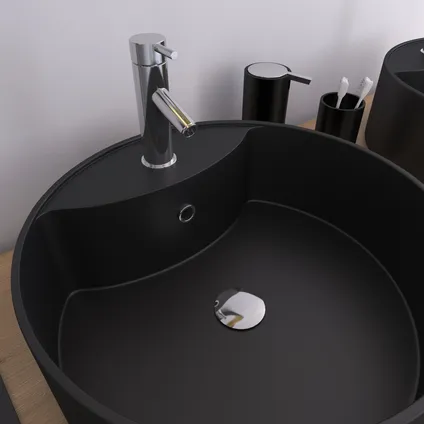 Vasque céramique rond à poser Aurlane ⌀ 40cm noir 3