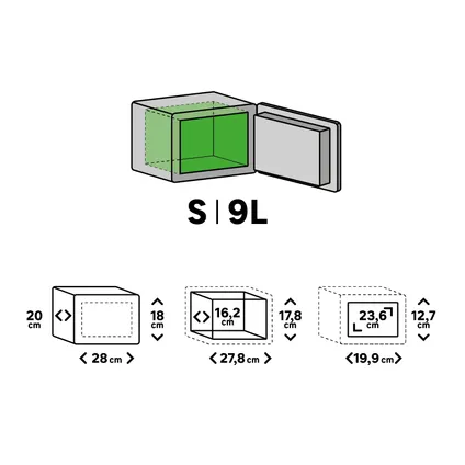 Standers elektronische kluis klein formaat 18x28x20cm 6