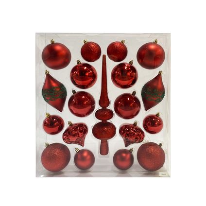 Boules de Noël Central Park mix rouge - 19 pièces