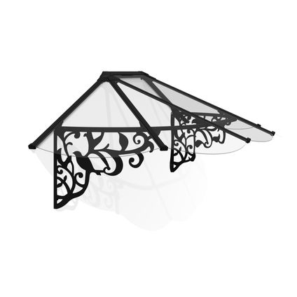 Palram | Canopia - Auvent de véranda et de porte Lily - Transparent - Noir - 70x88x216cm