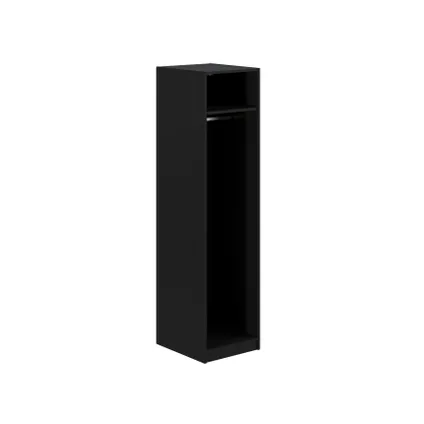 Zwarten Aankleedmodule 235x50 met plank en ophangrail inbegrepen.