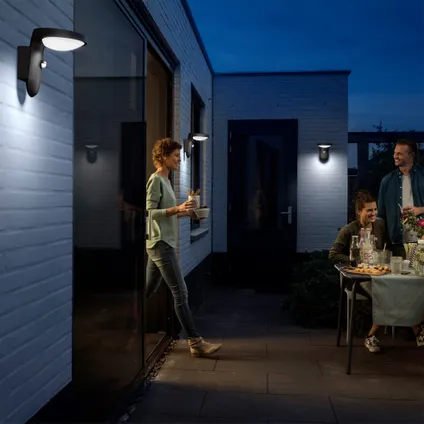 Philips solar wandlamp Tyla antraciet 1,2W met sensor 9