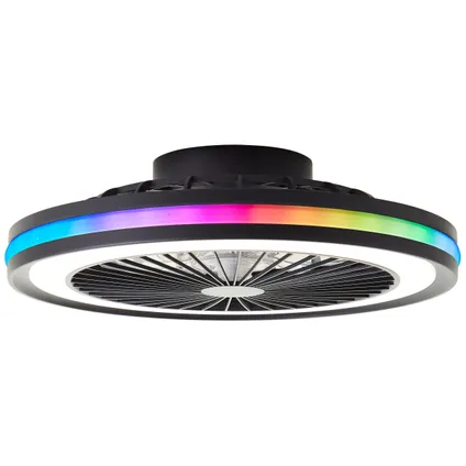 Plafonnier ventilateur Brilliant Palmero noir LED RGB 40W