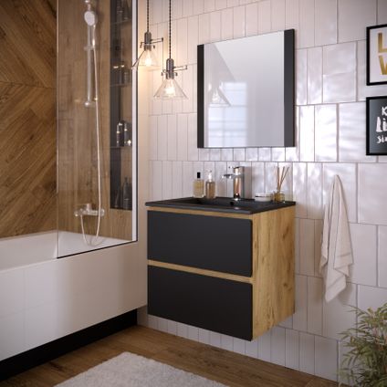 Set de meuble de salle de bains T-Bath Milenio 60cm chêne noir