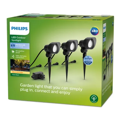Kit de démarrage spot à piquer Philips GardenLink noir 24W 3pcs 7