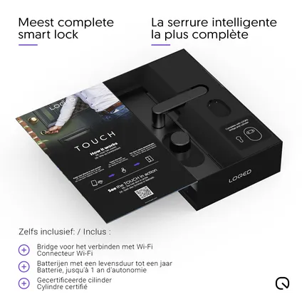 Serrure de porte intelligente LOQED Touch Smart Lock avec Power Kit noir 17