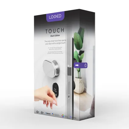 LOQED slim deurslot Touch Smart Lock met Power Kit zwart 18