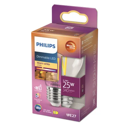 Philips ledfilamentlamp kogel E27 1,8W 5