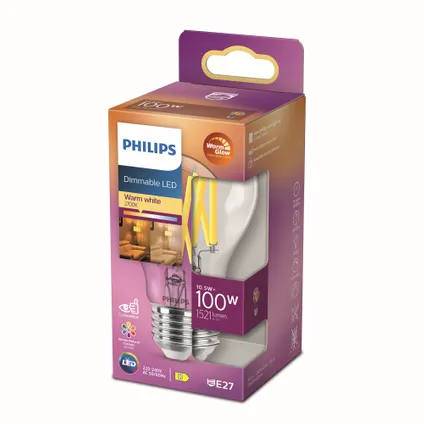 Philips ledfilamentlamp E27 10,5W 5