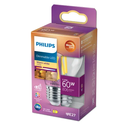 Ampoule LED à filament sphérique Philips E27 5.9W 4