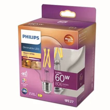 Philips ledfilamentlamp G95 E27 5,9W 4