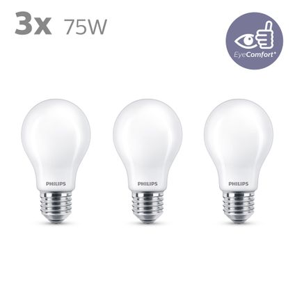 Ampoule LED Philips E27 8,5W 3 pièces