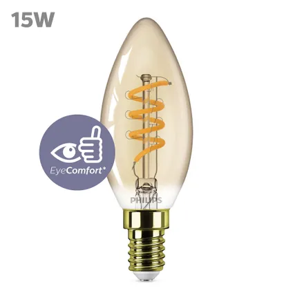 Ampoule LED Philips à filament flamme ambre E14 2.5W