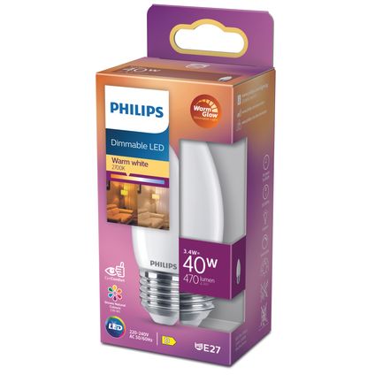 Philips ledlamp kaars E27 3,4W