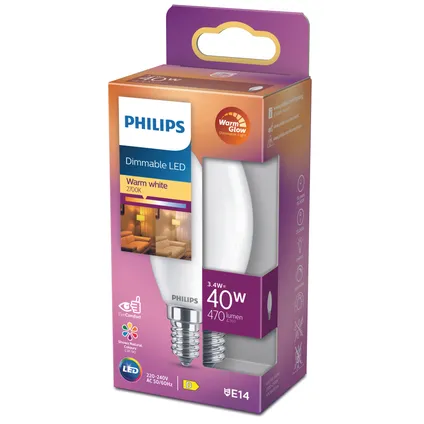 Philips ledlamp kaars E14 3,4W