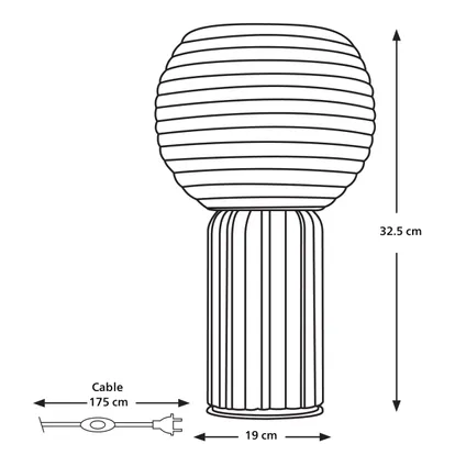 Lampe de table Philips 3D Pillar One Flute noir ⌀21,4cm E27 6