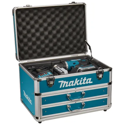 Perceuse-visseuse Makita DF488D - 18V - 2 x 2.0 batterie - chargeur + set d'accessoires 102 pièces - mallette de rangement