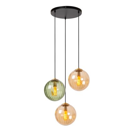 Lucide hanglamp Monsaraz groen amber ⌀35cm 3xE27