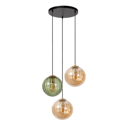 Lucide hanglamp Monsaraz groen amber ⌀35cm 3xE27 2