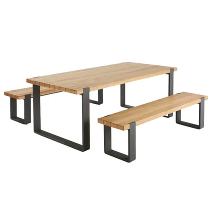 Table de jardin Naterial Bermeo teck/aluminium 210x100x77,5cm 3