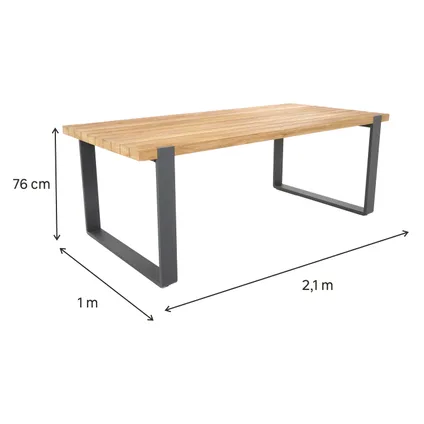 Table de jardin Naterial Bermeo teck/aluminium 210x100x77,5cm 4