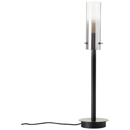 Brilliant tafellamp Glasini matzwart rookglas E14 4