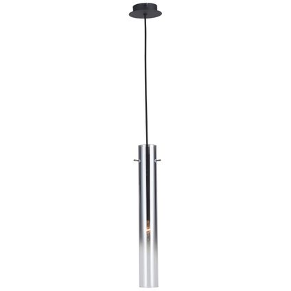 Brilliant hanglamp Glasini zwart rookglas E14